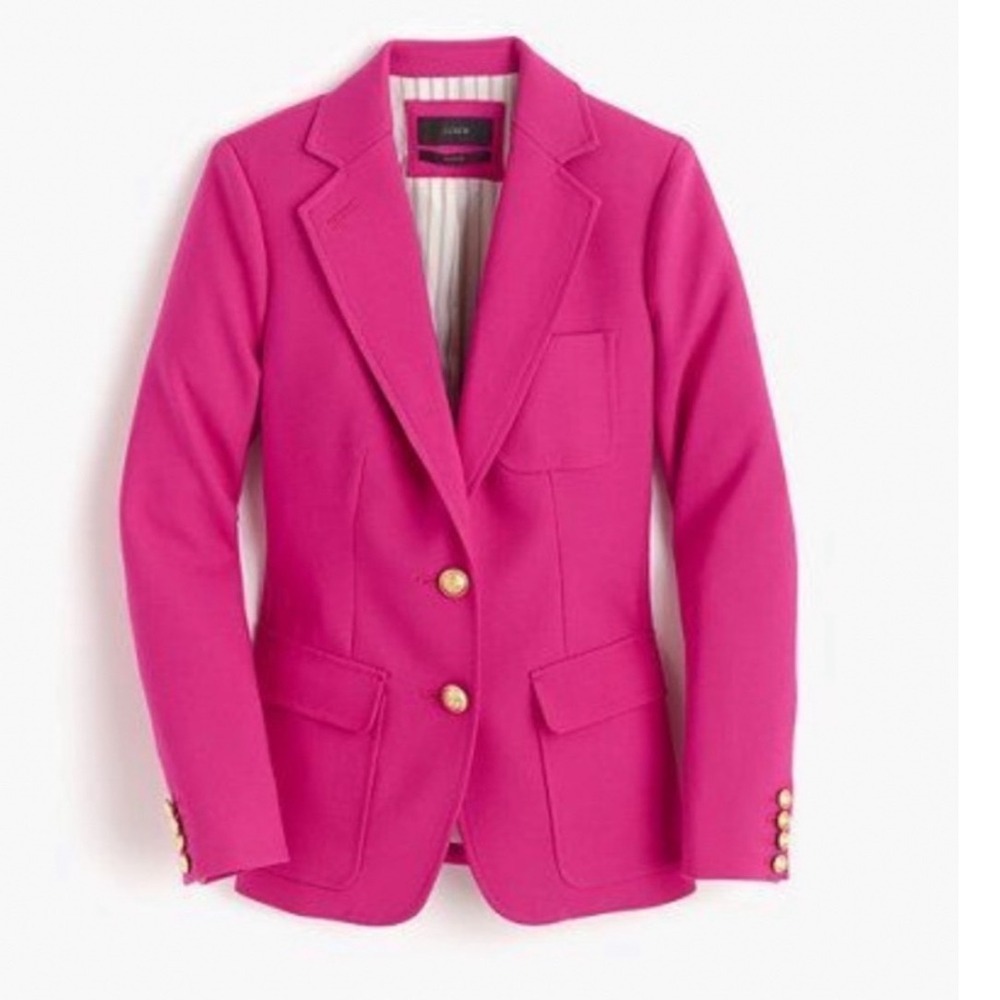 J.CREW Rhodes Blazer Women's 0 Pink Wool‎ Gold Button Professional Barbiecore - Picture 3 of 11